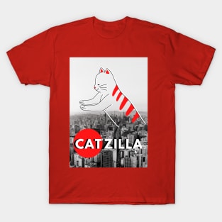 Catzilla Japanese Vintage Sunset Style Cat Kitten Lover T-Shirt T-Shirt